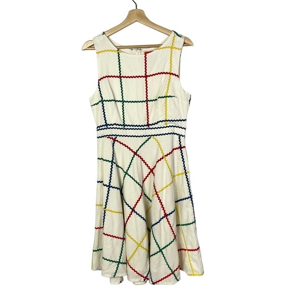 Modcloth Perky Personality Ric Rac Plaid Fit & Flare Mini Dress M - Picture 2 of 6